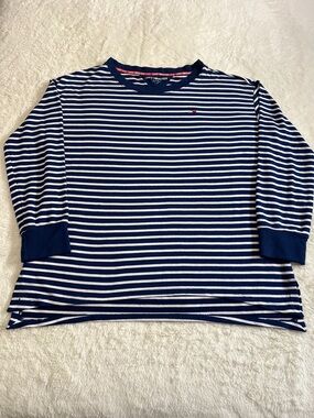 Women’s Tommy Hilfiger Navy and White Striped Long-Sleeve Tee